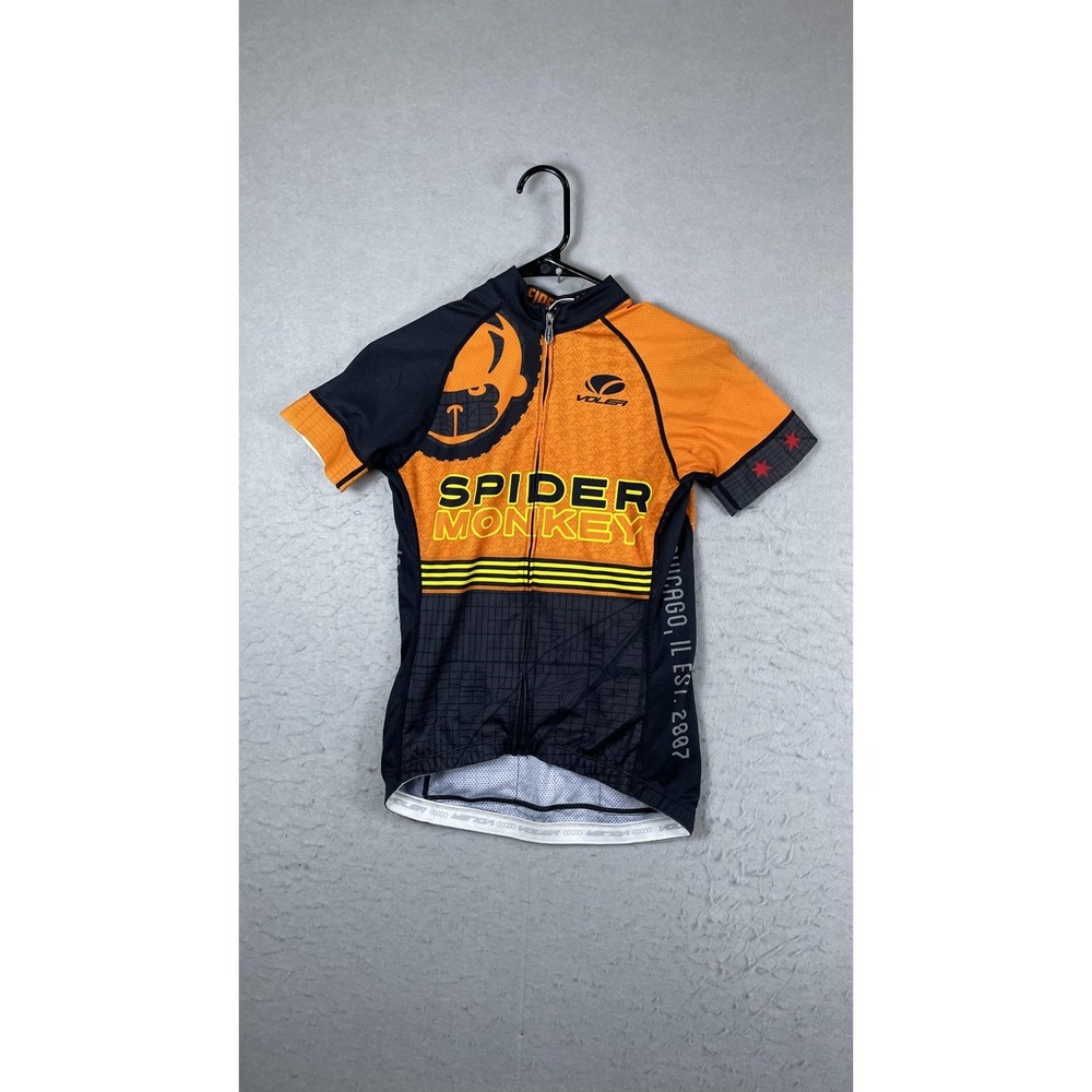 Voler Spider Monkey Goose Island Cycling‎ Jersey Womens Small Orange Full Zip